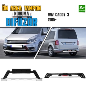 S-Dizayn VW Caddy 3 Ön ve Arka Tampon Koruma Difüzör Seti 2015 Üzeri A+ Kalite