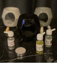 Buhurdanlık Seramik Ahşap Ayaklı & Buhur Koku Mum Set