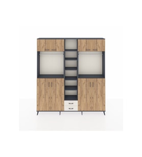 Arges Dolap 14 Raflı 2 Çekmeceli 2 Askılı 220x30x243 Antrasit-Çam/Aytaşı