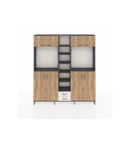 Arges Dolap 14 Raflı 2 Çekmeceli 2 Askılı 220x30x243 Antrasit-Çam/Aytaşı
