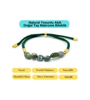 Sertifikalı Natural Yosunlu Akik Doğal Taş Makrome Bileklik Ayarlanabilir Ölçü