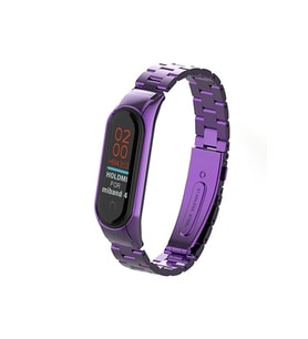 Mey İthalat® Mi Band 4 Metal Baklalı Kordon - Mor
