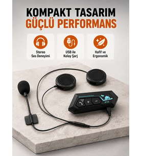 Bt22 Kablosuz Kask Kulaklığı - Bluetooth 5.0, Intercom, Su Geçirmez Ve Uzun Ömürlü Batarya Yeni Nesil