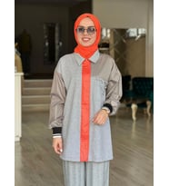 KOLLARI VE FERMUAR ŞERİDİ PARAŞÜT DETAYLI SWEATSHİRT (Gri)