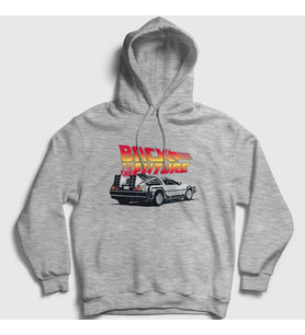Presmono Unisex Gri Delorean Film Geleceğe Dönüş Back To The Future Kapüşonlu Sweatshirt 243118tt (Gri)