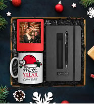 Yılbaşına Özel Tasarımlı Kupa & Kişiye Özel Defter & Deri Kılıflı Touch Pen Kalem & Fotoğraf Çerçevesi Seti