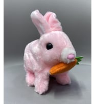 Sesli Pilli Zıplayan Işıklı Tavşan Havuçlu Peluş Minik Tavşan (Pembe)