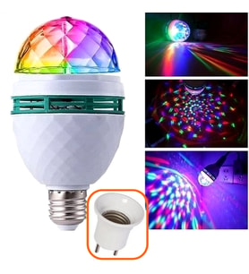 Renkli Disko Ampulü Lambası E27 Duy Hediye Led Ampul Dönen Disco Topu Lamba Işık (Beyaz)