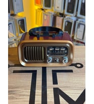 Nostaljik Radyo Bluetoothlu FM AM USB SD Kart Girişli Şarjlı Taşınabilir Ses Sistemi (Kahverengi)