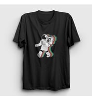 Presmono Unisex Siyah Boombox Uzay Müzik Astronot T-Shirt 496027tt