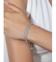 Aquamarine Taşlı Asansörlü Gümüş Bileklik