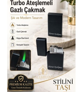Pürmüz Ateşleme Siyah Kasa Kişiye Özel Çakmak