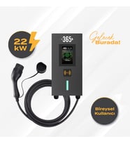 E 365 AC Mini Tip 4.3 İnç Ekranlı Tek Kablolu RFID 22kW Şarj İstasyonu (Bireysel Kullanıcı)