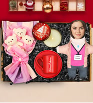 Yılbaşına Özel Tasarım Fincan & Peluş Ayıcık Buketi & Kişiye Özel Peluş Oyuncak  & Yılbaşı Mumu Hediye Seti