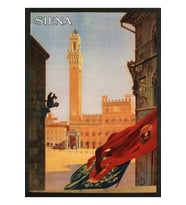 Sıena Tuscany Italya Palazzo Pubblico & Torre Del Mangia Turizm Tablo Ahşap Poster Dekoratif