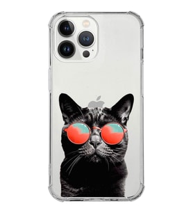 PrintiFy Apple iPhone 13 Pro Uyumlu Kedi 3 Baskılı Şeffaf Köşe Korumalı Antişok Kılıf