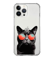 PrintiFy Apple iPhone 13 Pro Uyumlu Kedi 3 Baskılı Şeffaf Köşe Korumalı Antişok Kılıf