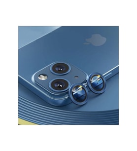 Iphone 13  Uyumlu Kamera Koruyucu Lens Mercek Metal Çerçeveli 2li Set Mavi Blue