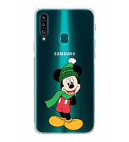 Samsung Galaxy A20s  Kamera Korumalı  Kapak Mickey Mouse Tasarımlı  Şeffaf Kılıf