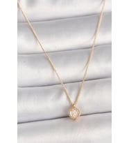 Pirinç Gold Renk Zirkon Taşlı Daire Kafes Model Kadın Kolye (Altın)