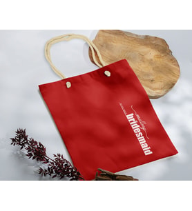 BK Gift Kişiye Özel Bride Temalı Kırmızı Halat Saplı Kumaş Bez Çanta-1, Baskılı Omuz Çantası, Alışveriş Çantası, Arkadaşa Hediye