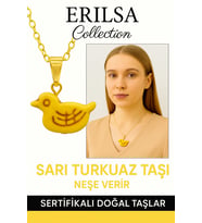 Sertifikalı Sarı Renkli Kuş Model Firuze (Turkuaz) Taşı Kolye – Özgürlük, Şans ve Koruma Taşı (Çok Renkli)