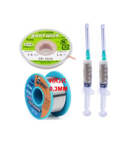 Dörtlü Set Flux,lehim Emme Fitili 1,5mm Ve Mechanic Lehim Teli 40gr 0,3mm X02
