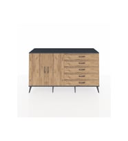 Kronos Konsol 4 Raflı 5 Çekmeceli 2 Kapaklı 176x59x99 Antrasit-Çam