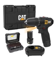 CAT DX1160 12Volt/2.0Ah Li-ion Çift Akülü Kömürsüz Profesyonel Şarjlı Darbeli Matkap + DA01901 32 Parça Aksesuar Seti