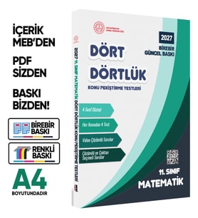 2027 MEBİ-OGM 11. Sınıf Dört Dörtlük Matematik Pekiştirme Testi A4 Renkli Soru Bankası BASKI ÜCRETİ
