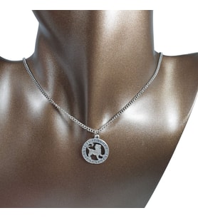 Orora Bronz/Gümüş/Bakır Renk 22mm Aslan Burcu Figürlü Kolye (Gümüş)