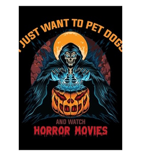 Sadece Evcil Köpek Istiyorum Ve Korku Filmleri Izliyorum Tablo Ahşap Poster Dekoratif