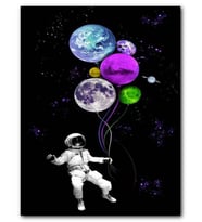 Cakatablo MDF (Ahşap) Tablo Uzayda Astronot Balanodan Gezegenler Fantastik