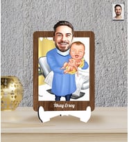Kişiye Özel Baba Oğul Temalı Karikatür Ahşap Biblo