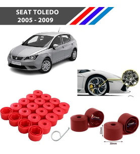 Otozet - Seat Toledo Bijon Civata Kapağı Kırmızı Renk 20 Adetli Set 17mm 1K06011739B9