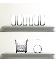 Paşabahçe Heybeli Rakı Bardağı, Nude Kristal Karaf ve Timeless Buz Kovası 8 Parça Rakı Seti