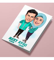 Kişiye Özel Sen ve Ben Sevdalı Çiftler Karikatürlü Tebrik Kartı