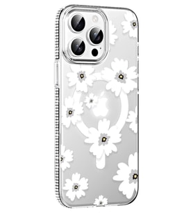Durukar® iPhone 15 Pro Floral Magsafe Kapak - Beyaz