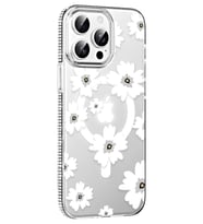 Durukar® iPhone 15 Pro Floral Magsafe Kapak - Beyaz