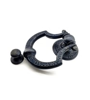 Antika Tarz Dekoratif Pirinç Dövme Kapı Tokmağı, Taktak - 150x105 Mm, Oksit