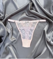 Kişiye Özel Star Dantel Model Pembe Tanga Külot