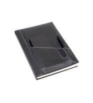 Deri Defter Günlük Journal Ajanda Tarihsiz Kareli Telefon Kılıflı 160 Yaprak Vegan 17x24 cm (Siyah)