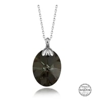Swarovski Crystal Taşlı Oval Gümüş Kadın Kolye