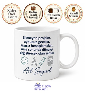 Mühendislik Öğrencisine Bitmeyen Projeler Uykusuz Geceler Kupa Bardak Hediye