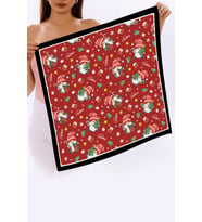 Yeni Sezon Yılbaşı Desenli Bandana Fular Yeni Yıl Hediyesi Şal Estascarf 70x70 Cm (Yeşil)