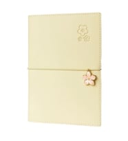 VICTORIA'S JOURNALS ÇİÇEK 124-1043 VEGAN DERİ KAPAK LASTİKLİ 13X18 cm 80 gr. 96 YP. KREM ÇİZGİLİ DEF
