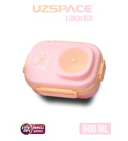 Uzspace 600 ML Çorba Kaseli-Çelik Kaşık Çatallı Paslanmaz Çelik Bento Lunch Box Yeni Nesil Sefer Tası-FFLBOX8021600 (Pembe)