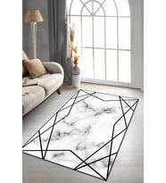 Siyah Prizma Kaymaz Tabanlı Makinede Yıkanabilir Halı RV016 - 100 x 160 cm