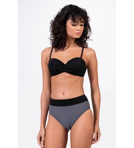 Endeep Kadın Balenli Destekli Puantiye Desenli Yüksek Bel Bikini Takımı