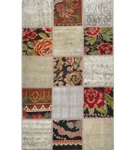 Bespoky Eberndorf Mavi Patchwork Pamuklu El Dokuması Alan Halısı